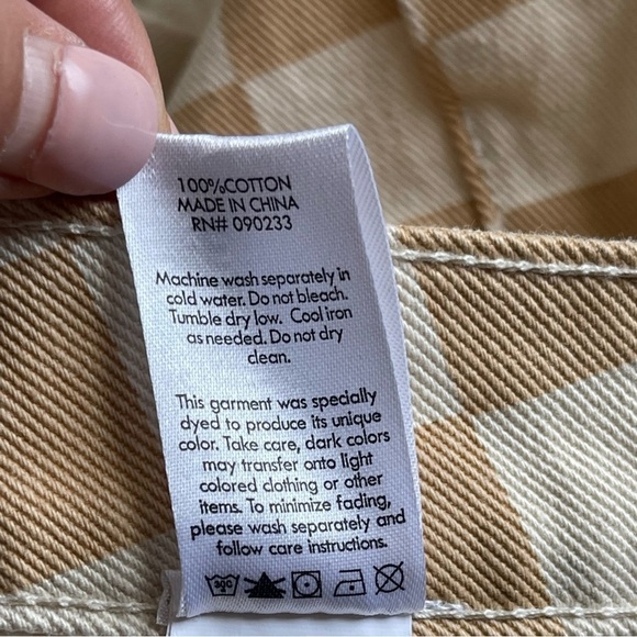 PacSun Women’s Checkerboard Mom Shorts Size 25 Tan Checker Denim High Waist - Picture 11 of 11